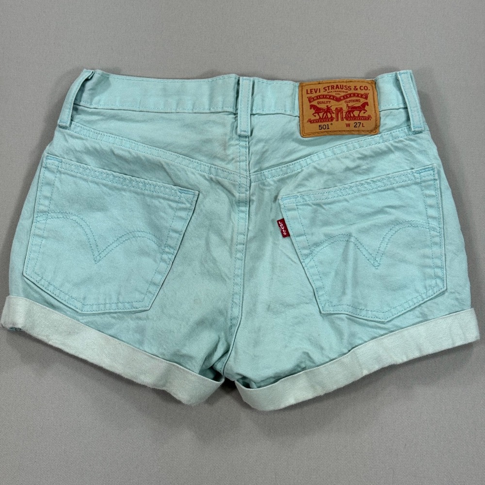 Light Aqua Women's Roll-Cuff Shorts - Picture 3 of 7